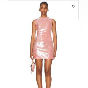 STAUD Eton Pink Sequin Mini Dress
